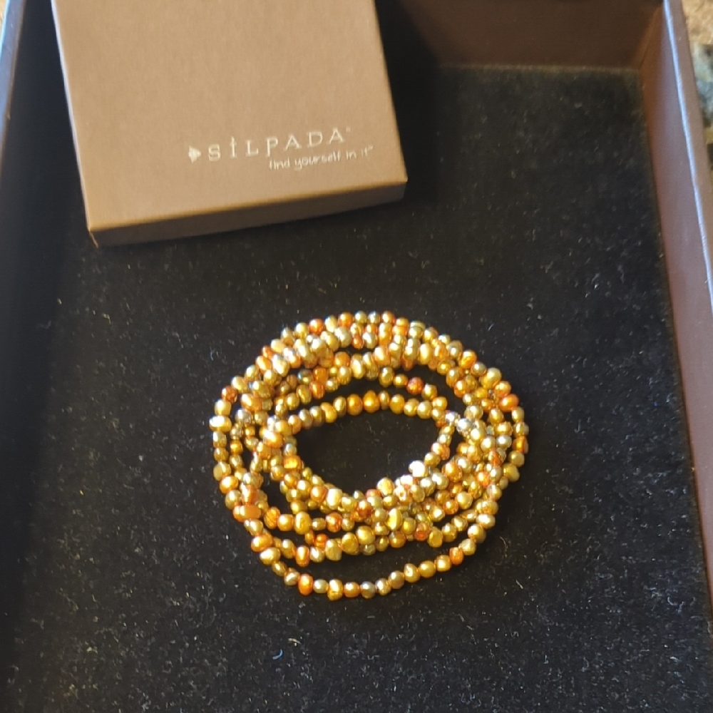 Silpada Gold and Brown Beaded Bracelet Classic Design